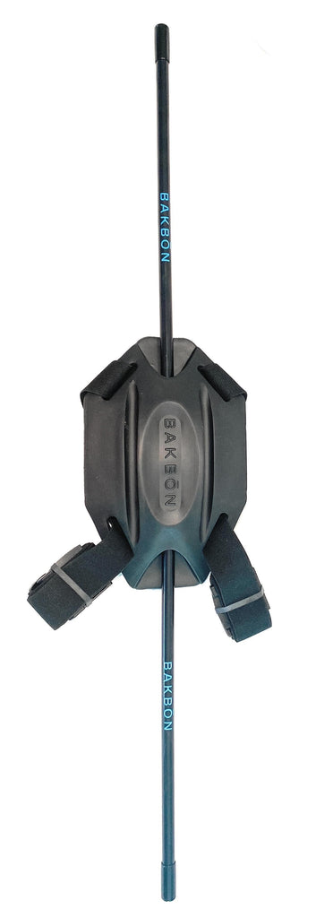 Spine cueing device with straps that allow you to wear it like a backpack. The metal beam that keeps your spine aligned are connected to a middle base section that comfortably keeps your spine aligned while working out or performing physical therapy
